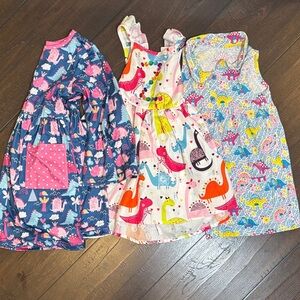 Charming Pink and Blue Kids Dinosaur Dresses